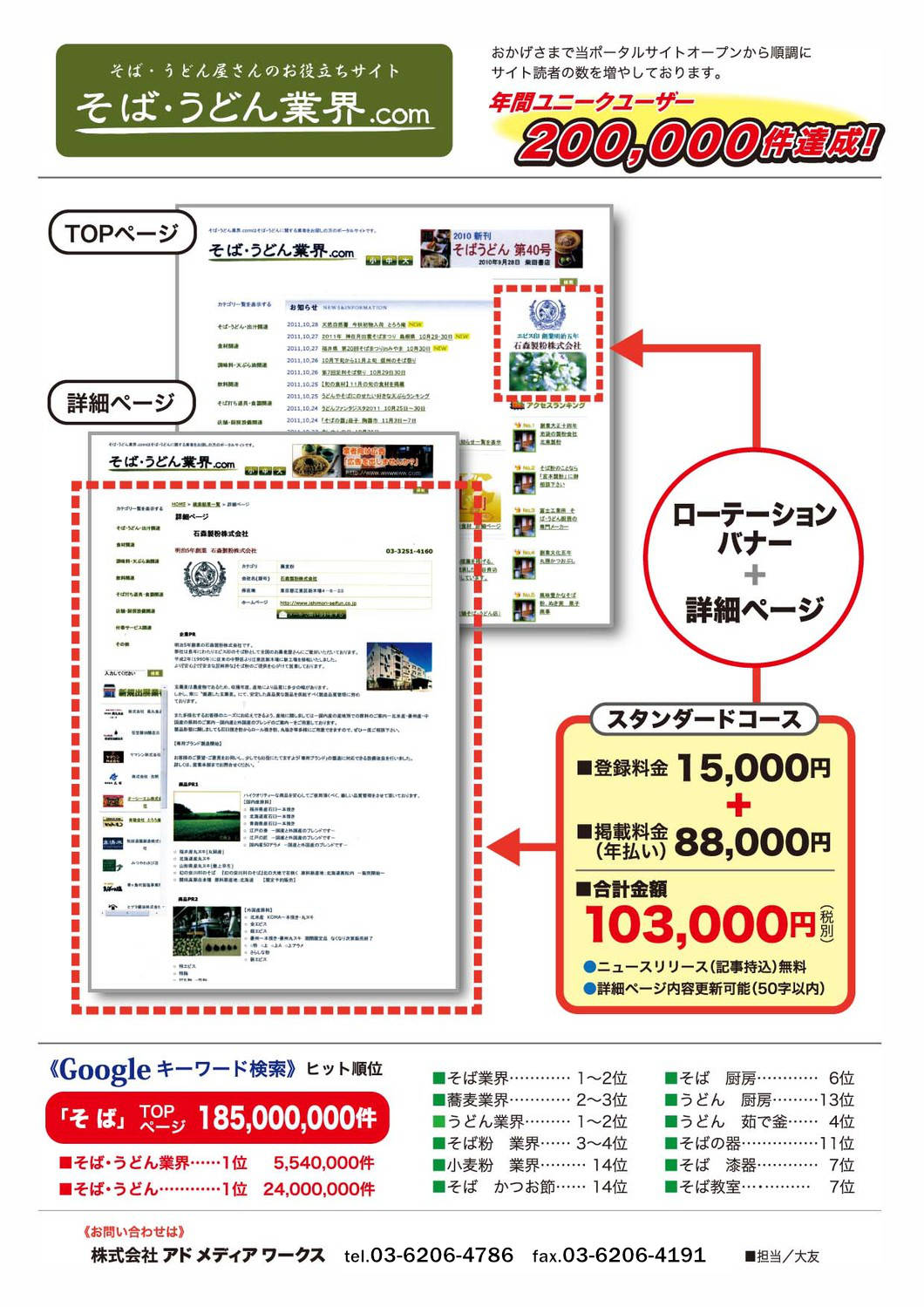 そば・うどん業界
（そば・うどん屋さんのお役立ちサイト）
そば材料、店舗物件などのポータルサイト